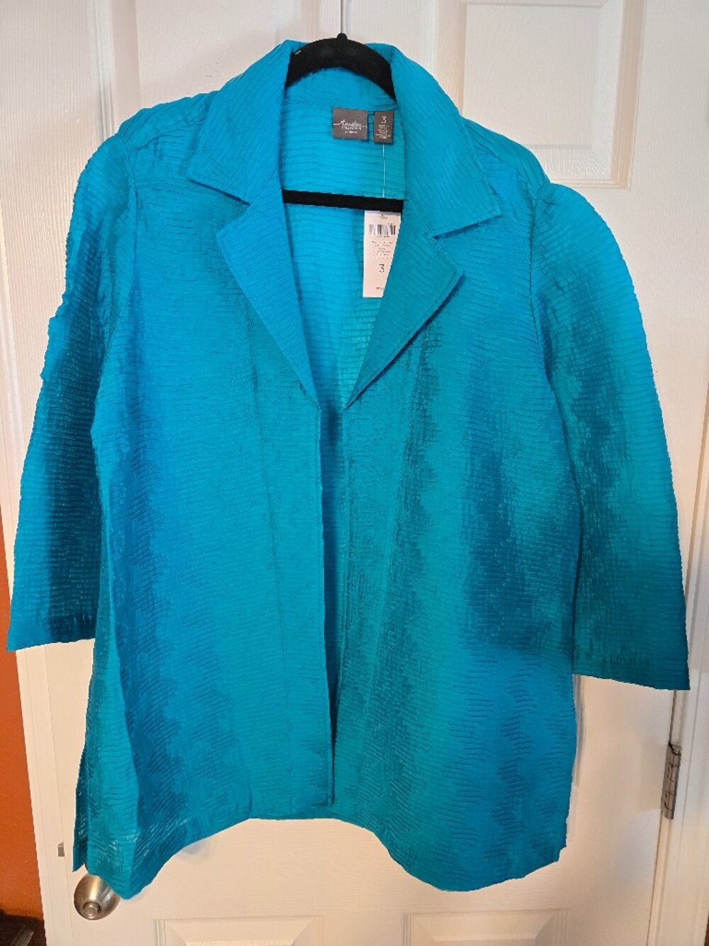 Chico's Teal Blue Crushed Jacket - NWT